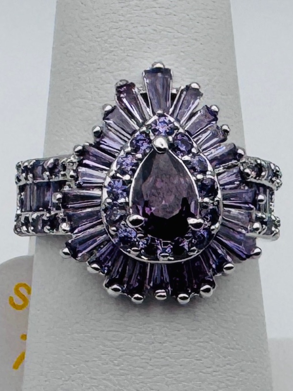 BOMB PARTY: RINGED HEARTSTRINGS-Lab created Lavender Ice Crystal SIZE 7